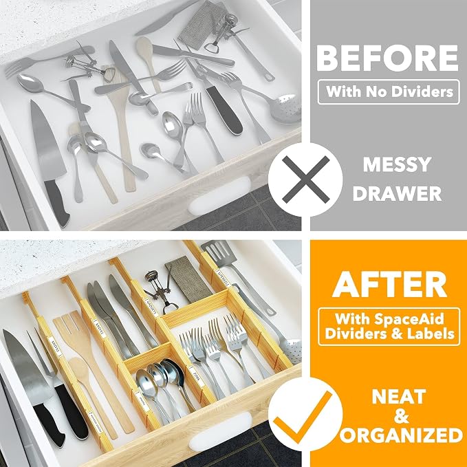 SpaceAid Bamboo Drawer Dividers - Image 3