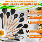 14 PCs Black Silicone Cooking Utensils Set - Image 9
