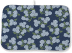 Navy Blue Dish Drying Mat 18x24 Inch Blue Green Vintage Floral Hydrangea Flower by DAFENA