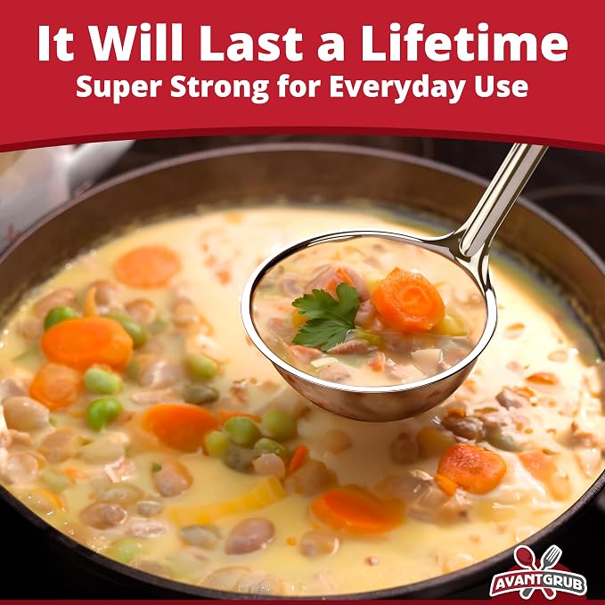 Super Sturdy, Ergonomic 8 Oz. Soup Ladle 1 Pk. Stainless Steel Ladles - Image 3