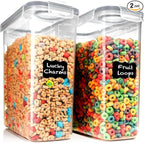 Shazo 2 Pack EXTRA Large Airtight Food Storage Cereal Containers by Shazo