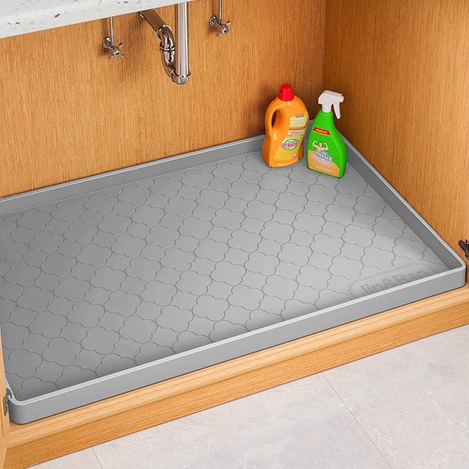 Jin&Bao Waterproof Under Sink Mat 28" x 19", Thick Silicone Mat Cabinet by Jin%26Bao