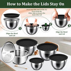Nicdiet Mixing Bowls with Lids Set, Nesting Storage Bowls - Image 2