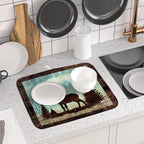 Giwawa Retro Deer Forest Cabin Silhouette Dish Drying Mat Countertop 16x18 Fall - Image 6