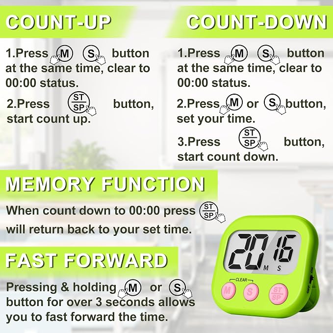 ZILLEEN Classroom Timer for Kids Teachers 6 Pack Digital Timers - Image 8