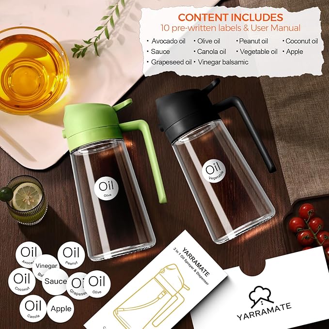 YARRAMATE Olive Oil Dispenser, 2 in 1 Oil Sprayer - Image 2