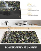 Rnivvi Dish Drying Mat for Kitchen Counter, XL 15 x 24" Cute Flower Theme Super - Image 4