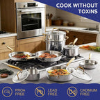 Triple Ply Stainless Steel Pots and Pans Set, EWFEN 12 Piece Induction Cookware - Image 4