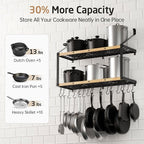KES 132lb Heavy Duty Hanging Pot Rack Wall Mounted, 34 Inch Solid Wood Pot Rack - Image 2
