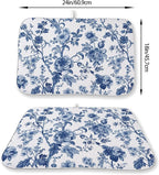 Vintage Blue Dish Drying Mat 18x24 Inch Chinoiserie Navy Blue Floral Drying Mat - Image 6