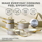 Farberware Forged Induction Ceramic Nonstick Cookware Set, Taupe Pots & Pans - Image 3