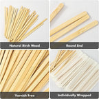 500pcs Bamboo Coffee Stirrers Individually Wrapped, 5.5 Inch Disposable Wood - Image 2