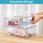 Vtopmart 3 Pack Stackable Storage Drawers, Easily Assemble Acrylic Bathroom - Image 4