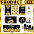 Fourluoo 10 Pcs Sunflower Kitchen Dish Towels Rugs Oven Mitts and Pot Holders - Image 3