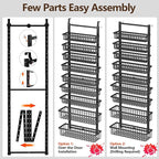 POKIPO 9 Tier Over The Door Pantry Organizer, 2 in 1 Wall Mount or Hanging - Image 8