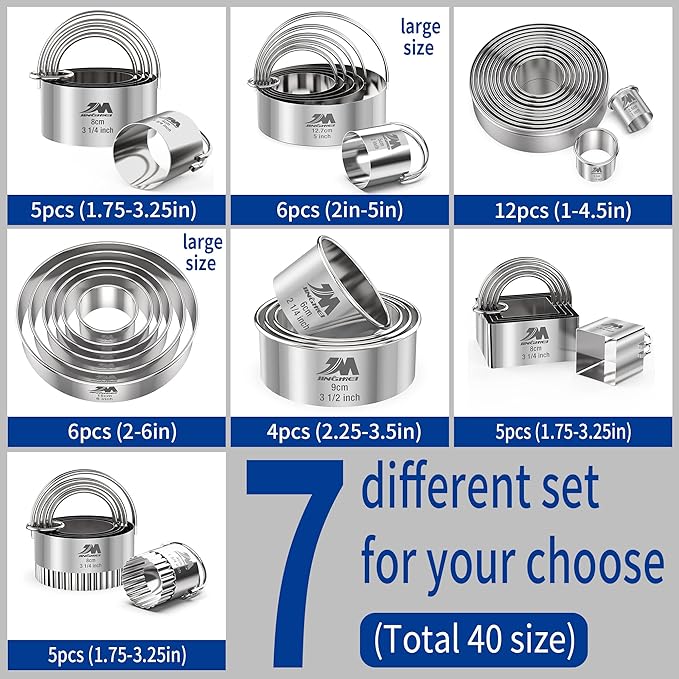 Square Biscuit Cutter Set 1.75inch 2inch 2.25inch 2.75inch 3.25inch, Stainless - Image 2
