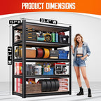 71"H-35"W Garage Shelving-2050LBS 5 Tier Storage Shelves, Adjustable Heavy Duty - Image 3