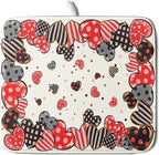 Red Heart Dish Drying Mat 16"x18" Love Dots Microfiber Dish Drainer Rack Mat by Giwawa