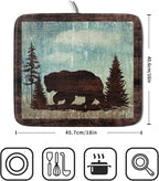 Giwawa Retro Brown Bear Forest Cabin Dish Drying Mat Countertop 16x18 Fall Blue - Image 2