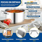 TeamFar 5 QT Stock Pot, Tri-ply Bottom Stainless Steel Stockpot Cooking Soup - Image 5