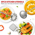 5 Pcs Newness Cooking Utensils Set, 304 Stainless Steel Kitchen Utensils Set - Image 8