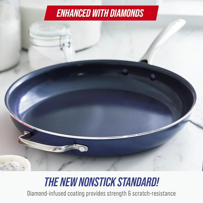 Blue Diamond Ceramic Nonstick 14" Frying Pan Skillet, PFAS-Free Cookware - Image 2