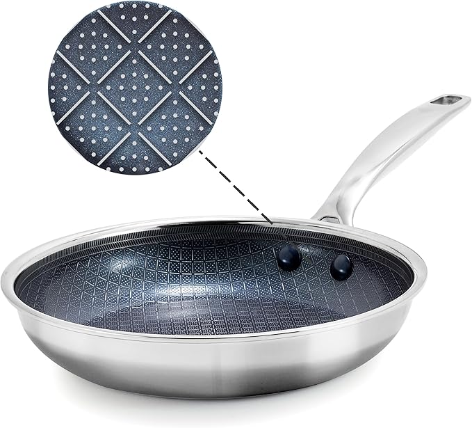 Blue Diamond Hybrid Nonstick Stainless Steel 10” Frying Pan, PFAS-Free Ceramic by BlueDiamondCookware