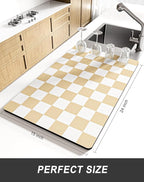 Rnivvi Dish Drying Mat for Kitchen Counter, XL 15 x 24" Cute Checkered - Image 2