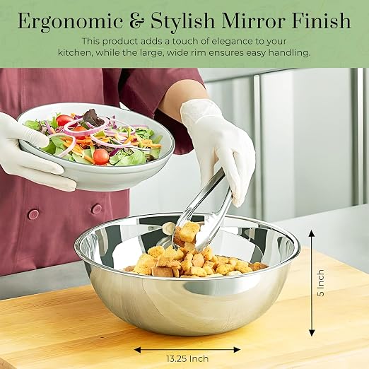 OCS Parts 8 Quart Mixing Bowls | Set of 2 | 13.25-Inch Stainless Steel - Image 4