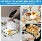 Watercolor Sunflower Oven Mitts and Pot Holders Sets Heat Resistant 4Pcs Busy - Image 6