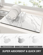 Rnivvi Dish Drying Mat for Kitchen Counter, 12 x 19" Cute Marble Super - Image 3