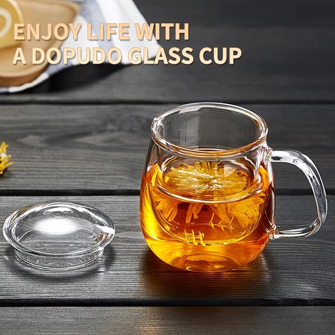 DOPUDO Large Glass Tea Cup, 25.6 oz Borosilicate Glass Tea Mug - Image 2