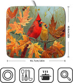 Giwawa Fall Birds Dish Drying Mat 16x18 Inch Autumn Maple Leaf Tree Dish - Image 2