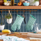KitchenAid Gingham Oven Mitt 2-Pack Set, Aqua Sky - Image 2