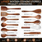 Wooden Spoons for Cooking 11 Pieces Set, High Quality Wooden Kitchen Utensil Set - Image 5