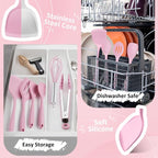 Silicone Cooking Utensils Set of 10, Leonyo Black Kitchen Utensils Set - Image 4