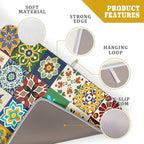 Giwawa Mexican Tile Dish Drying Mat 18"x24" Talavera Boho Floral Print Dish - Image 4