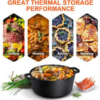 Overmont 2-in-1 Cast Iron Dutch Oven - 5QT Pre-Seasoned All-in-One Casserole - Image 2