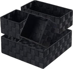 Posprica Small Black Baskets Cube Bin Container Tote, Woven Storage Baskets by Posprica