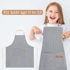 2 Pack Stripes Kids Apron, Kids Cooking Aprons - Image 4