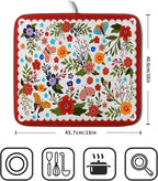 Flowers Printed Dish Drying Mat Floral Coffee Mat - Image 2