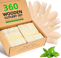 Disposable Wooden Utensils Set, Compostable Utensils, Disposable Cutlery by FEHHTOEco-friendlyLiving
