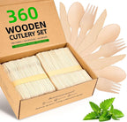 Disposable Wooden Utensils Set, Compostable Utensils, Disposable Cutlery by FEHHTOEco-friendlyLiving