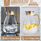 Yirilan Glass Pitcher, 2.2 Liter Water Pitcher - Image 4
