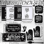 Fanfanwin 10 Pcs Halloween Kitchen Decor Set Witch Kitchen Towels and Rugs Pot - Image 3