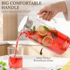 2 Pack Glass Pitcher with Lid and Handle, 68oz 2 Liter Borosilicate Glass Water - Image 3