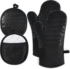 Oven Mitts and Pot Holders, 500 ℉ Heat Resistant Oven Mitts Sets, Silicone Oven by Startyourcomfortablelife
