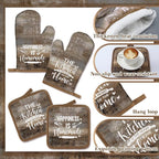 Leinuosen 8 Pcs Kitchen Towels and Oven Mitts Sets Pot Holders Dishcloths Set - Image 6