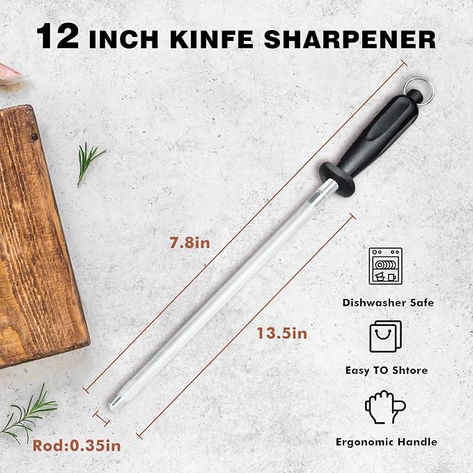 Knife Sharpener Rod, Kitchen Knives Sharpener Carbon Steel Professional Knife - Image 5