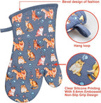 Oven Mitts Gloves 1 Pair Heat Resistant 480 ℉ Non Slip Clear Silicone Printed - Image 3